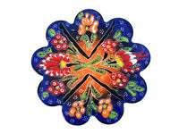 Flower ceramic handmade coaster blue