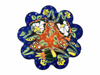 Flower ceramic handmade coaster blue