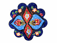 Flower ceramic handmade coaster blue