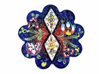 Flower ceramic handmade coaster blue