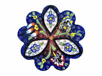 Flower ceramic handmade coaster blue