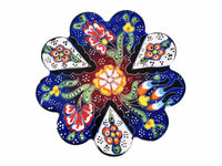 Flower ceramic handmade coaster blue