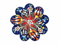Flower ceramic handmade coaster blue