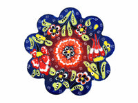 Flower ceramic handmade coaster blue