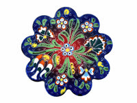 Flower ceramic handmade coaster blue