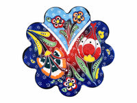 Flower ceramic handmade coaster blue