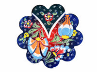 Flower ceramic handmade coaster blue