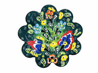 Flower ceramic handmade coaster green