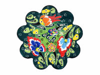 Flower ceramic handmade coaster green