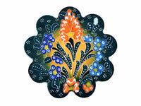 Flower ceramic handmade coaster green