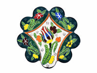 Flower ceramic handmade coaster green