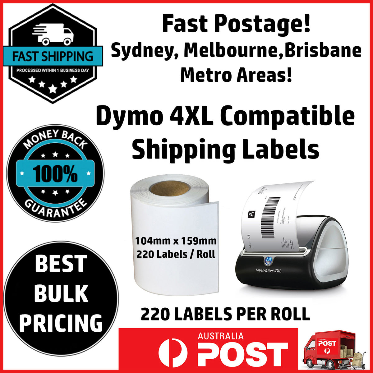 Dymo 4XL Compatible Thermal Labels 104*159mm