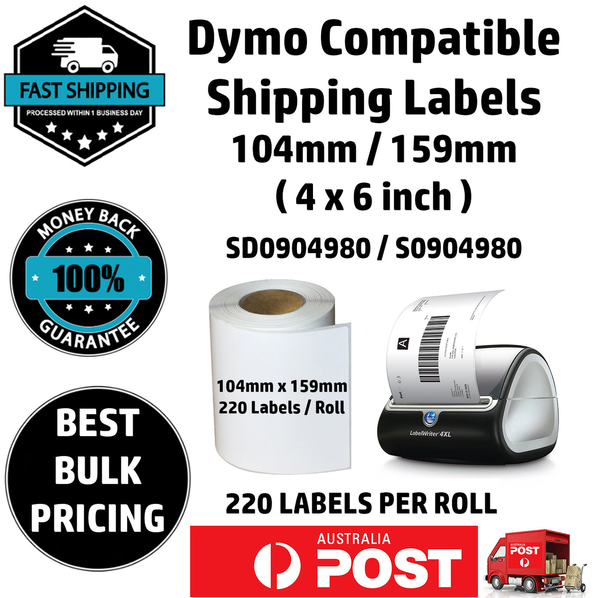Dymo 4XL Compatible Thermal Labels 104*159mm