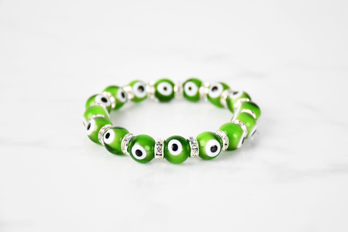 Evil Eye Bracelet Glass Beads 12 Varieties Evil Eye Sydney Grand Bazaar Green 