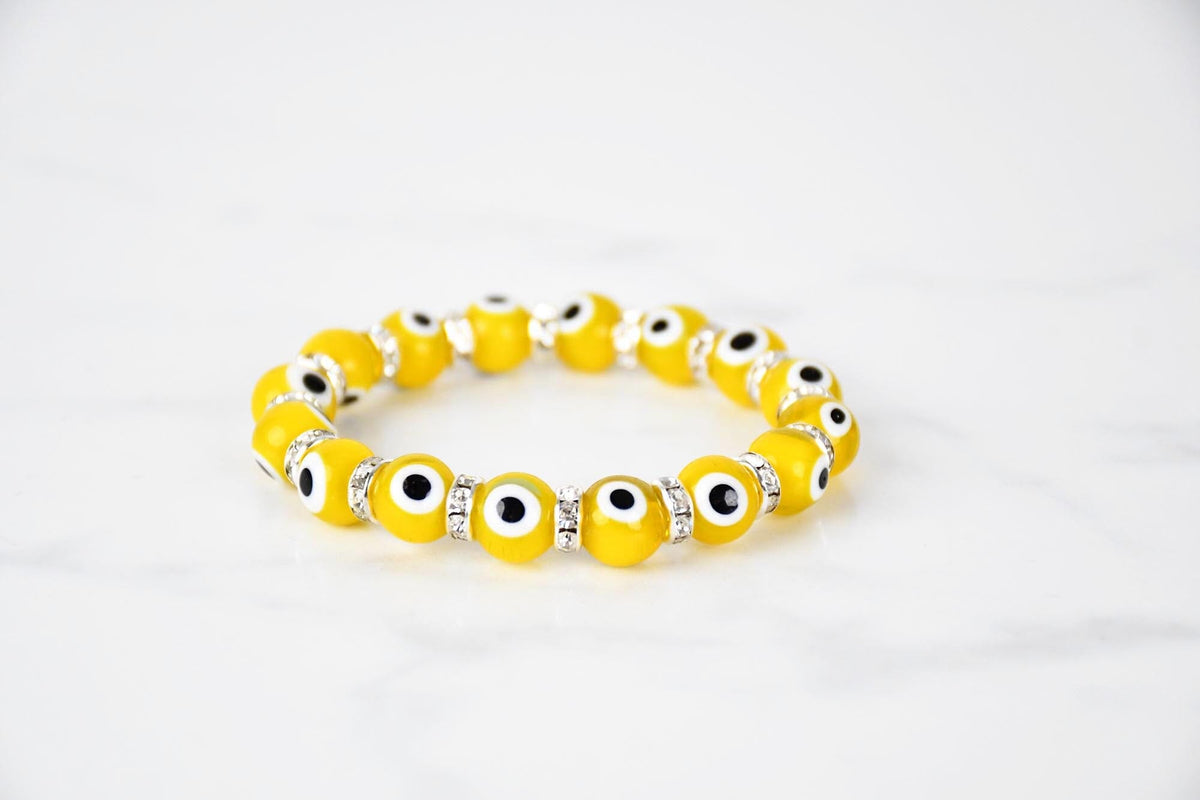 Evil Eye Bracelet Glass Beads 12 Varieties Evil Eye Sydney Grand Bazaar Yellow 