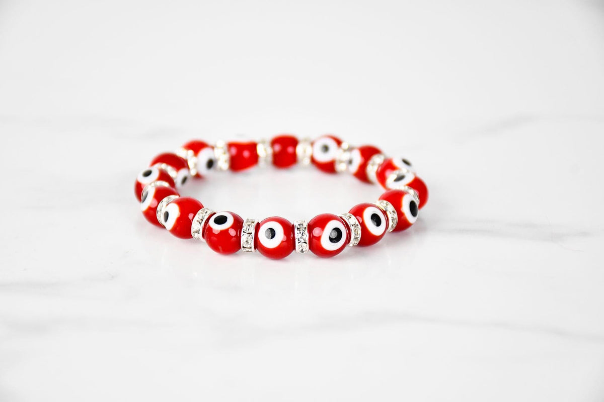 Evil Eye Bracelet Glass Beads 12 Varieties Evil Eye Sydney Grand Bazaar Red 