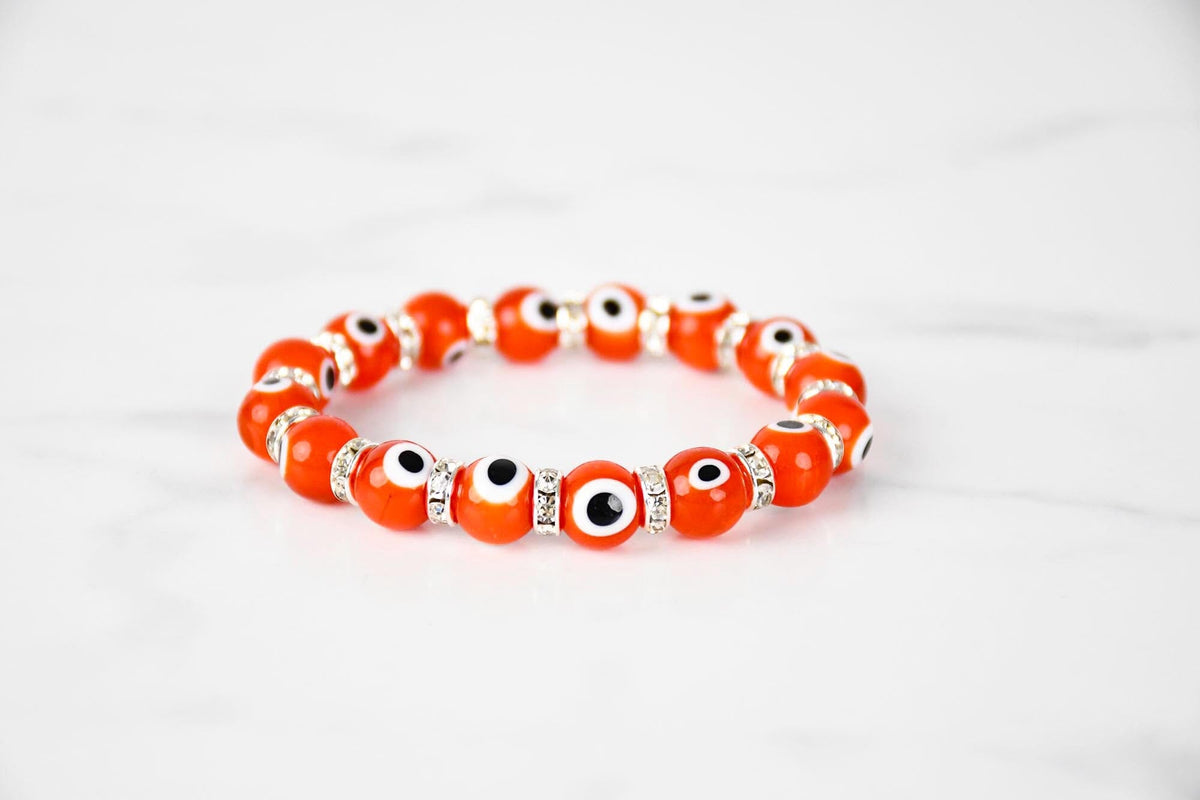 Evil Eye Bracelet Glass Beads 12 Varieties Evil Eye Sydney Grand Bazaar Orange 