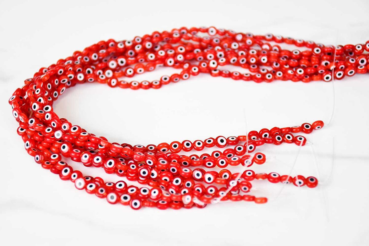 Evil Eye Lampwork Flat Beads Red 6mm Evil Eye Sydney Grand Bazaar 