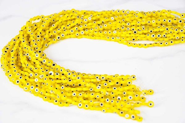 Evil Eye Lampwork Flat Beads Yellow 6mm Evil Eye Sydney Grand Bazaar 