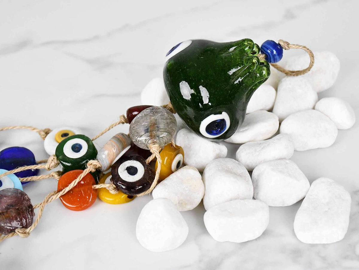 Evil Eye Wall Hanging Green Pomegranate Colourful Beads Long Tassel Evil Eye Sydney Grand Bazaar 