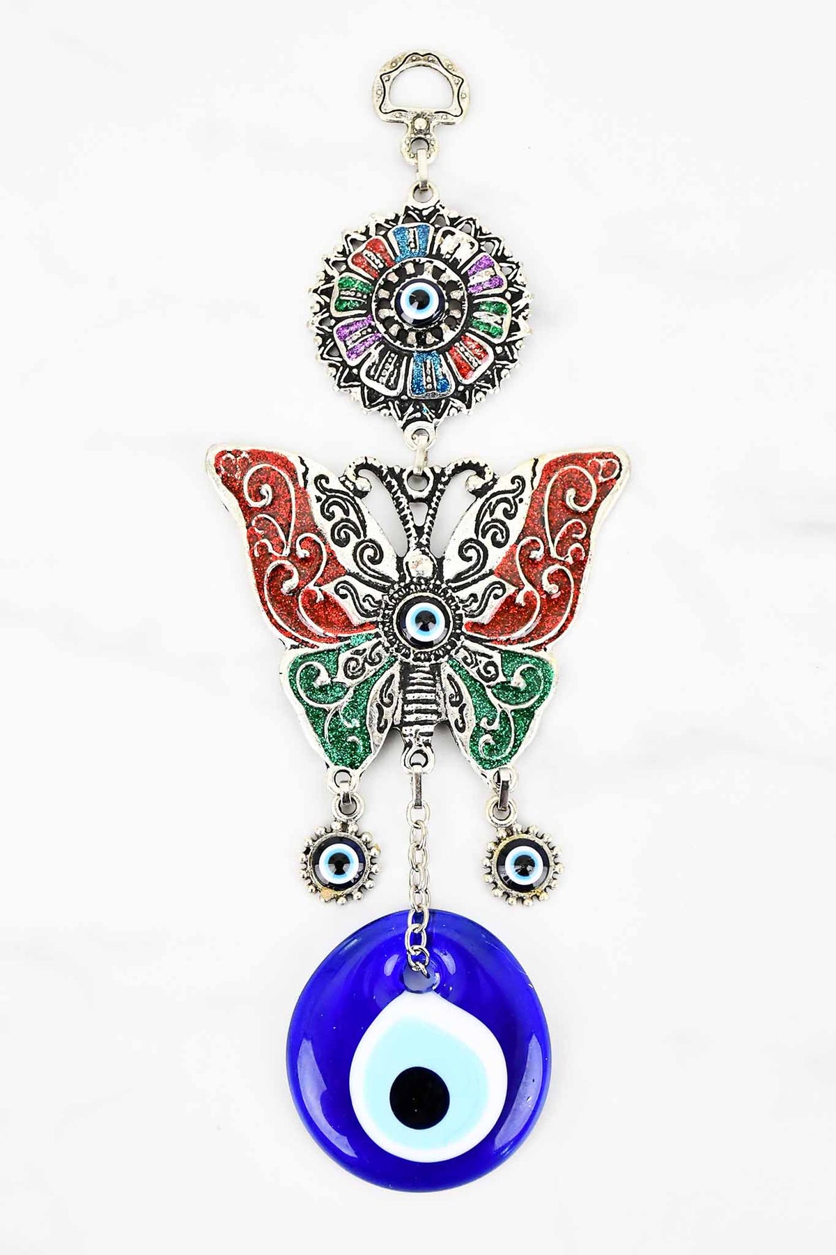 evil eye wall hanging butterfly red green