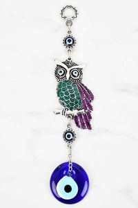 Evil Eye Wall Ornament Owl Purple Green