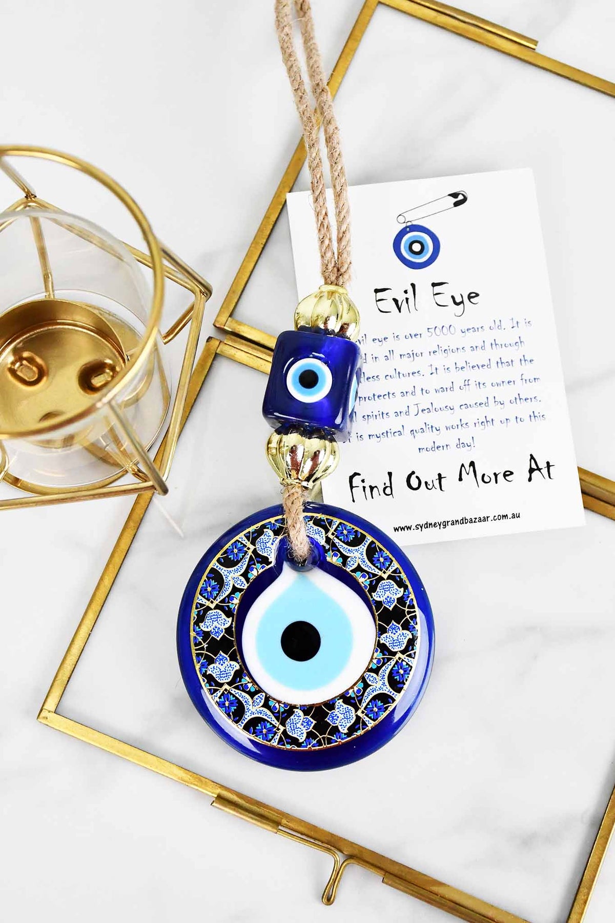 evil eye wall hanging black blue