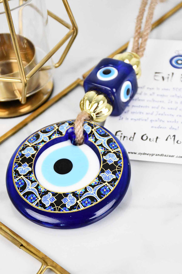 evil eye wall hanging black blue