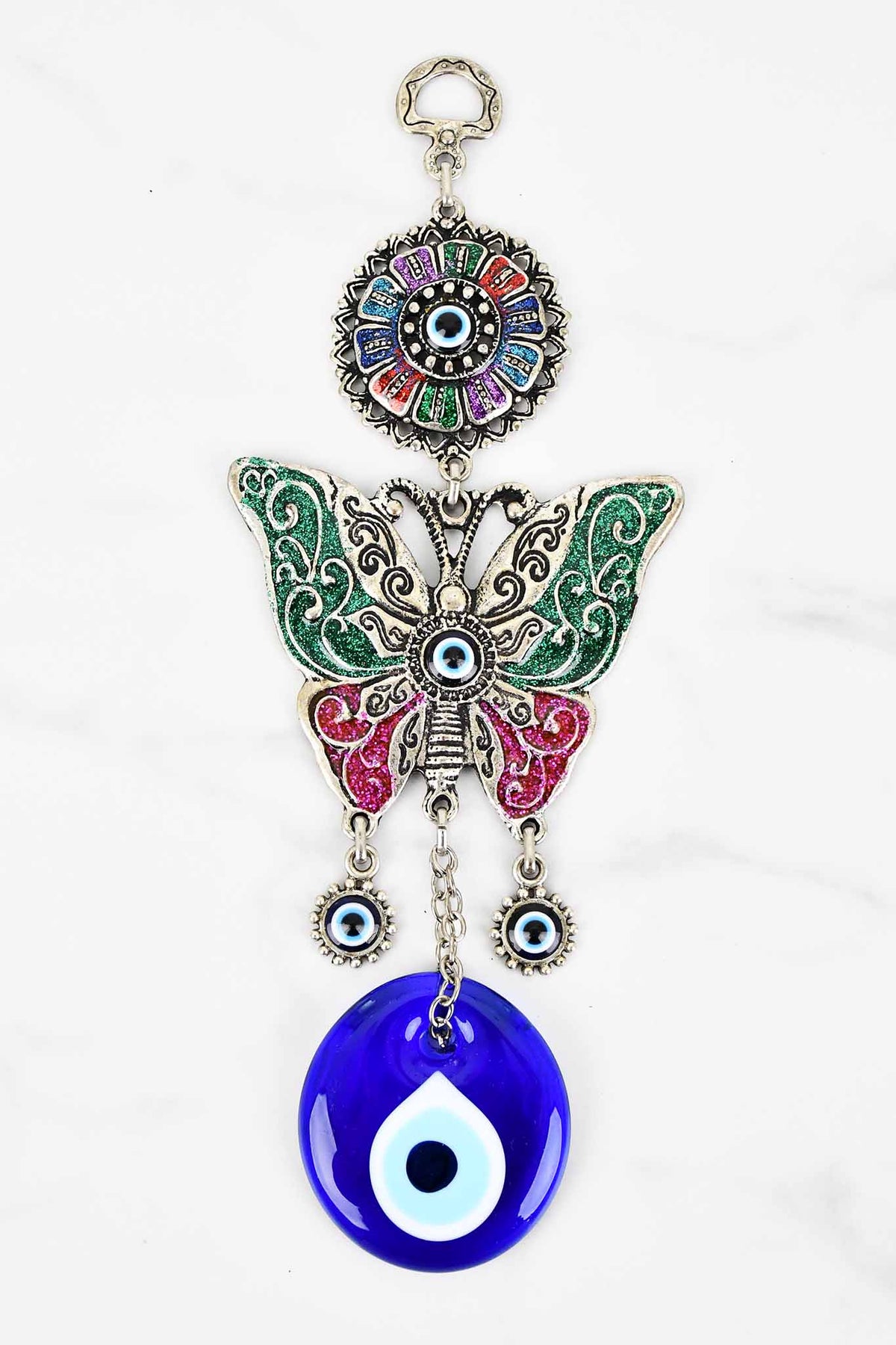 evil eye wall hanging butterfly green purple