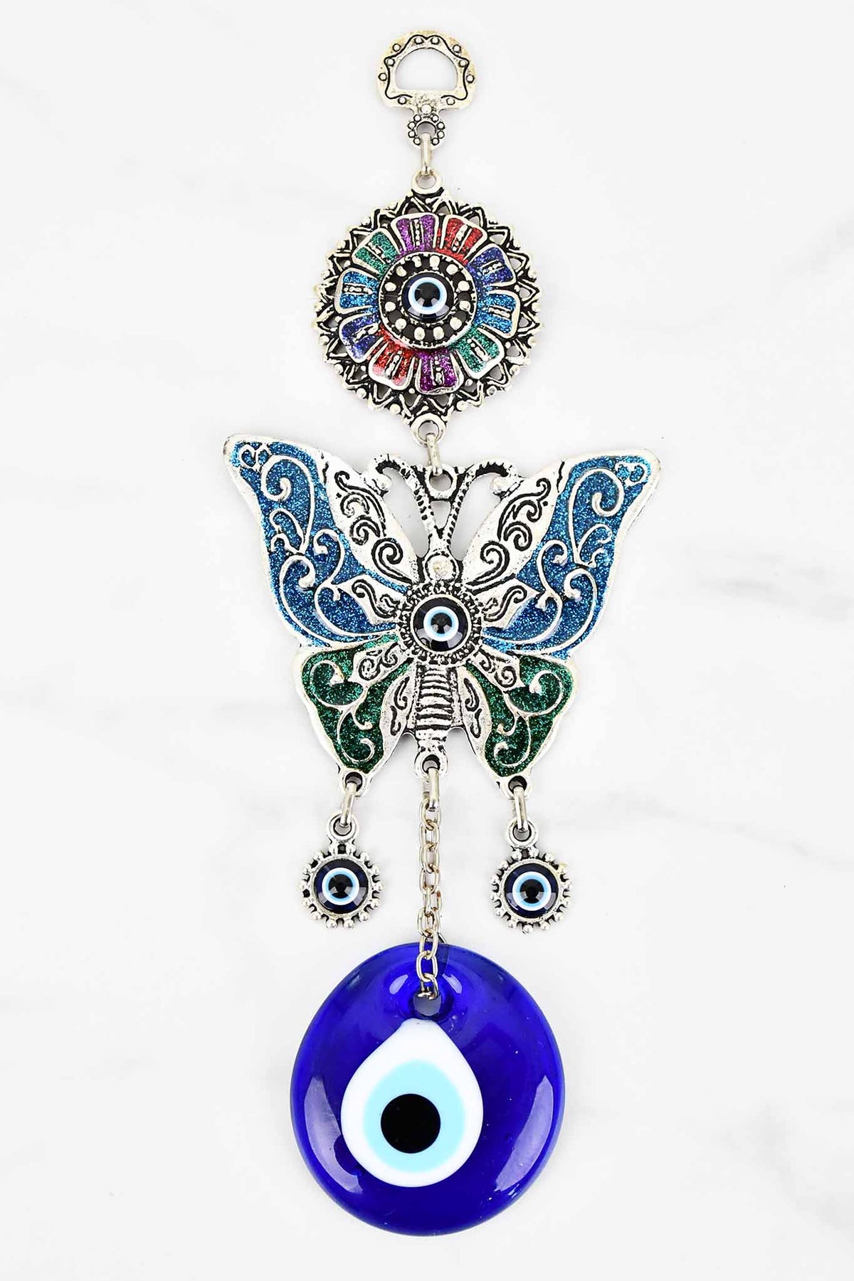 evil eye wall ornament butterfly blue green