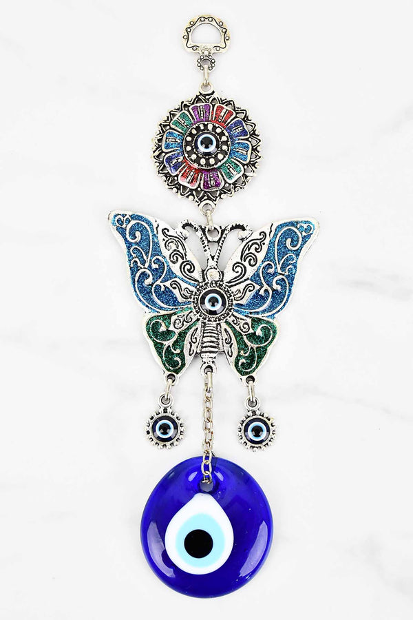 evil eye wall ornament butterfly blue green