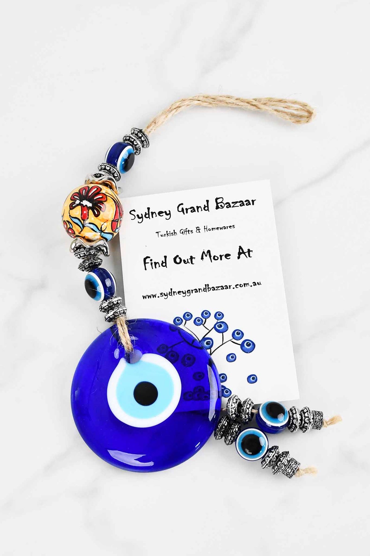 evil eye wall hanging ceramic ball yellow
