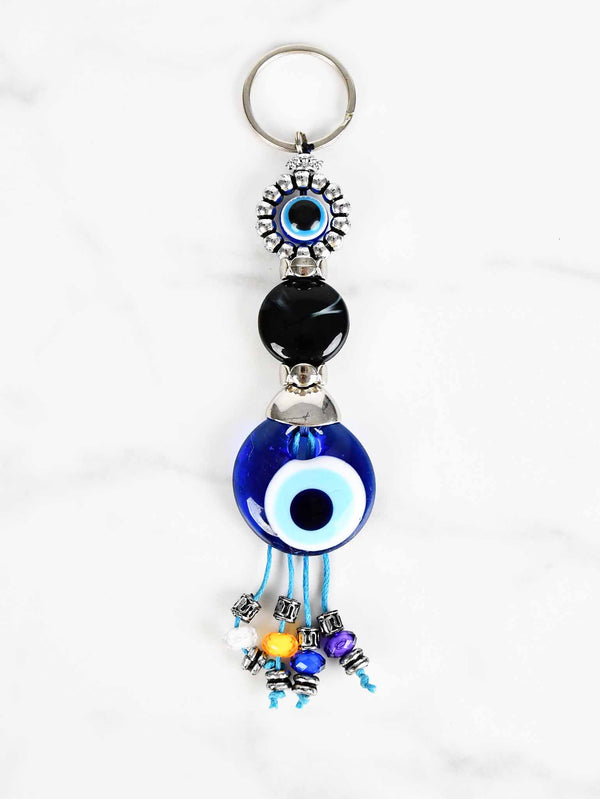 black enamel evil eye keychains