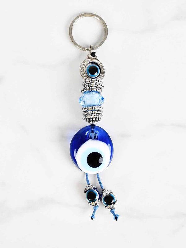 evil eye keychains blue enamel crystal