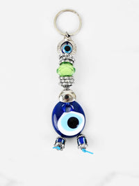 evil eye keychain green enamel crystal