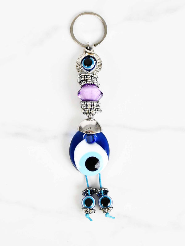 evil eye keychains purple enamel bead