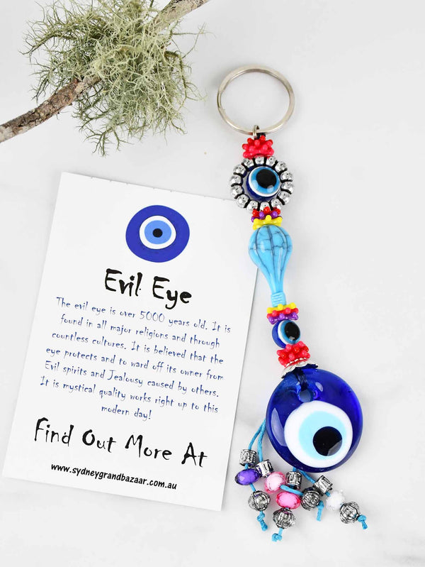evil eye keychain turquoise balloon