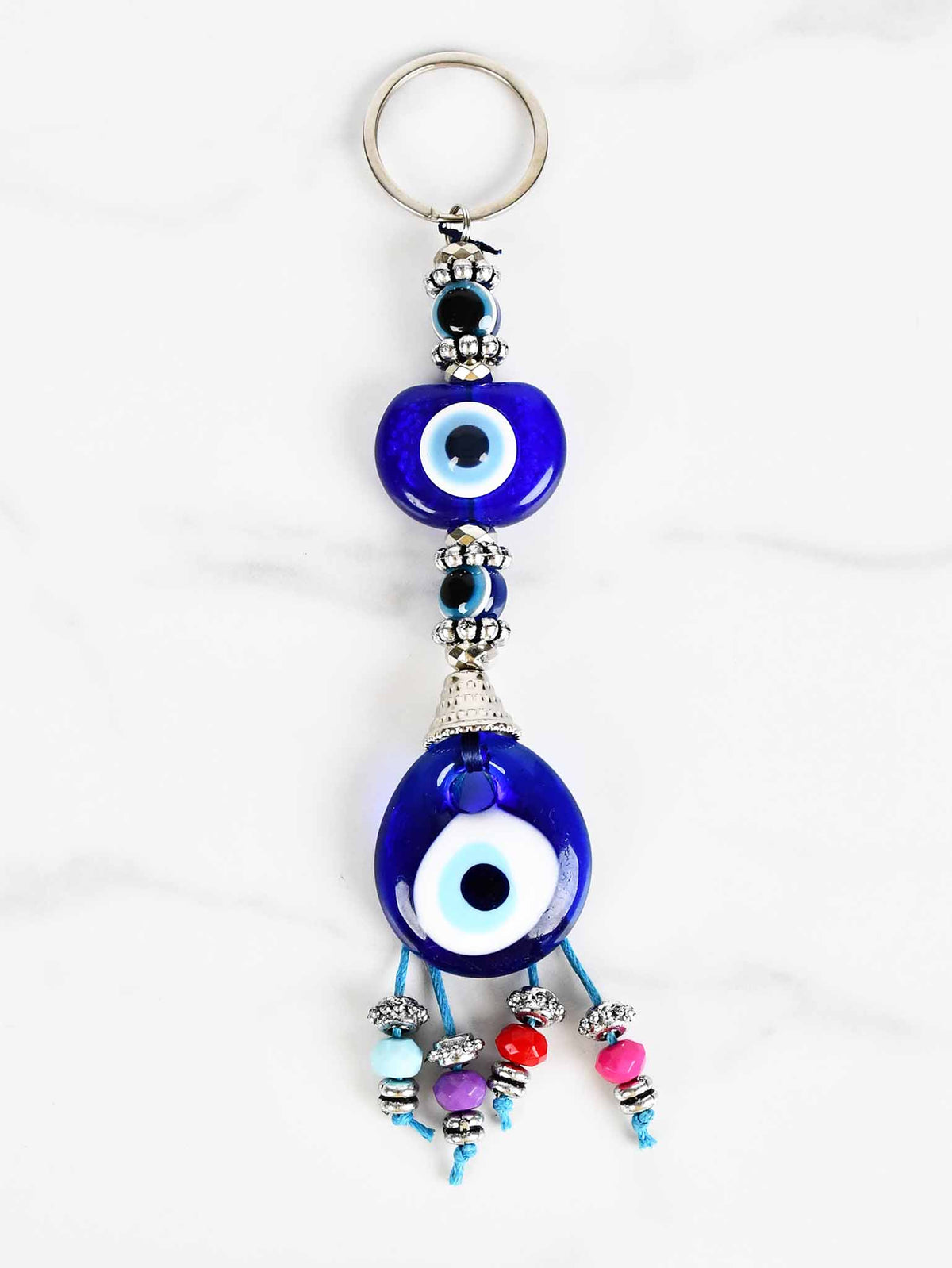 evil eye keychains blue enamel eye