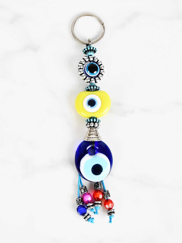 evil eye keychains yellow enamel eye