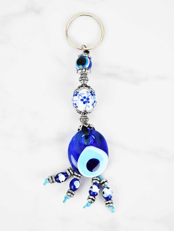 evil eye keychain blue ceramic ball