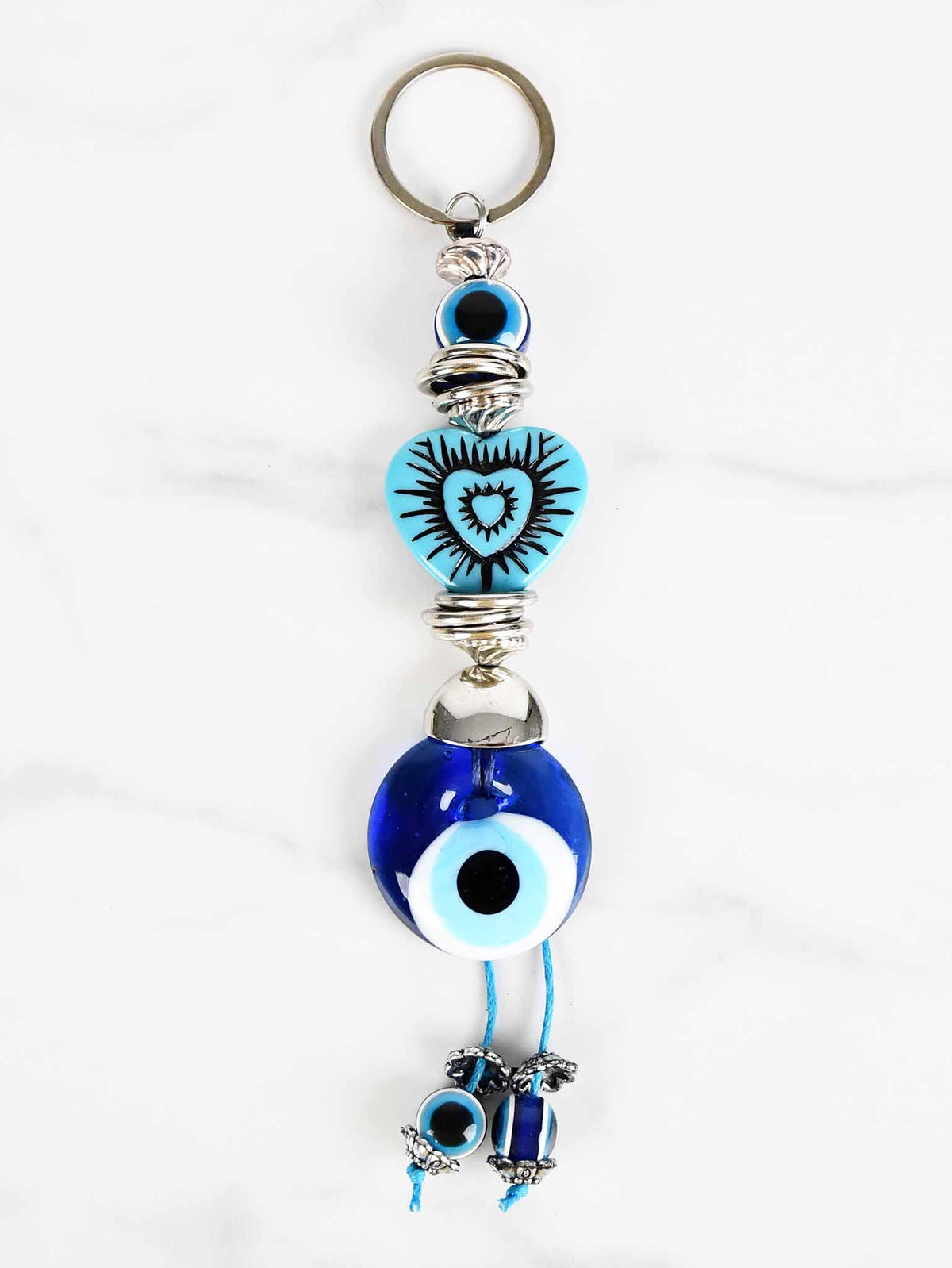 evil eye keychain heart disc