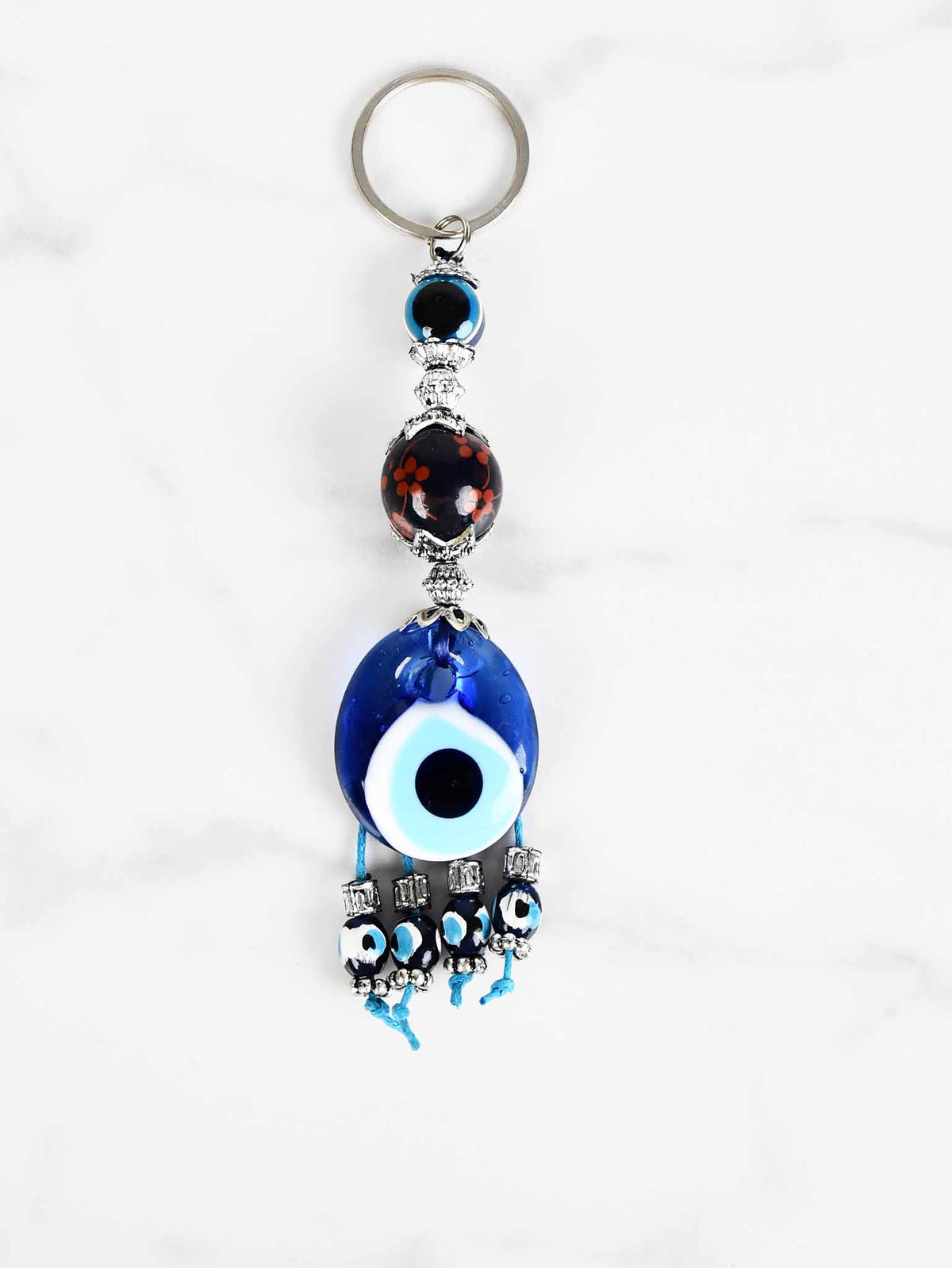 evil eye keychain dark blue ball