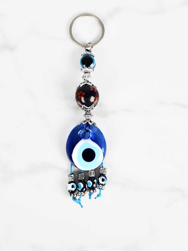 evil eye keychain dark blue ball