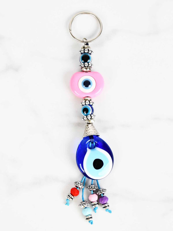 evil eye keychains pink enamel eye