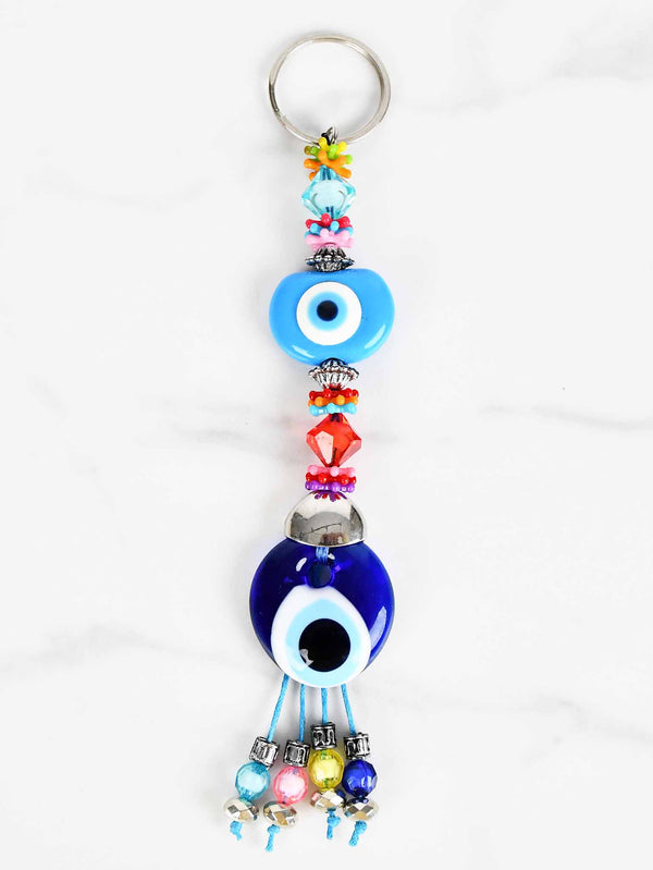 evil eye keychains light blue enamel eye