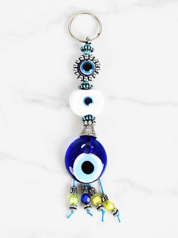 evil eye keychains white enamel eye