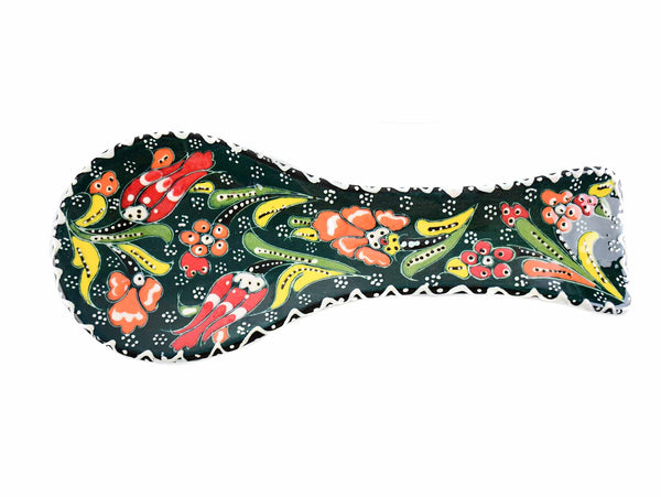Turkish ceramic spoon holder flower green