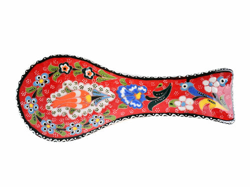 Turkish ceramic spoon holder flower red