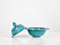 ceramic sugar bowl large turquoise green
