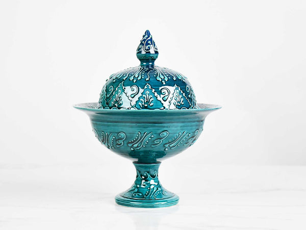 ceramic sugar bowl large turquoise green